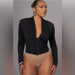 JLUXLABEL BLACK LACE CORSET BODYSUIT